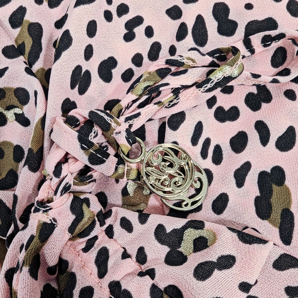 Luli Fama Pink Leopard Swim Coverup Romper Shorts Onesie - Picture 4 of 6